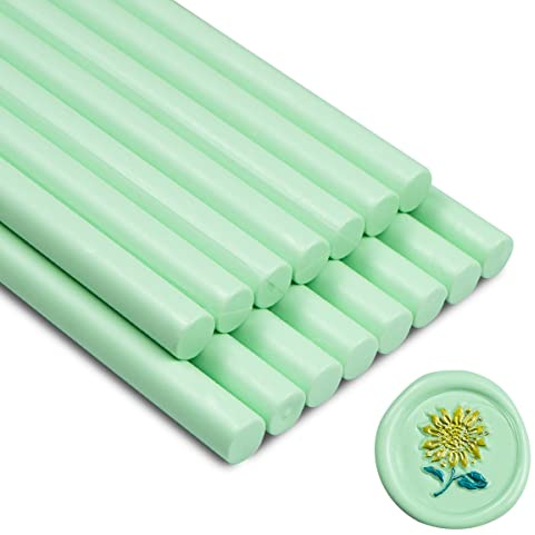 Wax Seal Stick, Zifospy 15 Pieces Glue Gun Wax Seal Sticks for Wax Seal Stamp, Jade Color Sealing Wax Sticks for Wedding Invitations, Cards, Envelopes