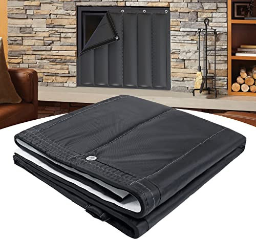 Wintcomfort Fireplace Draft Stopper Blanket for Stopping Overnight Heat Loss, Save Energy Fireplace Blocker Blanket, Black (Medium 45 W x 34 H)
