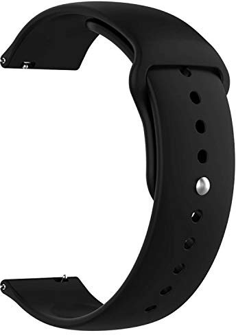 ONE ECHELON Quick Release Watch Band Compatible With Fossil Gen 6 Smartwatch Silicone Replacement Smart Watch Strap with Button Lock (Black)