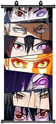 ZPPLD Naruto Rollbild, Großes Anime Poster, Sharingan Wanddekoration, Videospiel Scroll, Stoff Manga Poster, 70 * 30cm