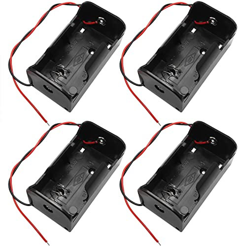 LUORNG D Cell Battery Holder 4PCS 1.5V D Cell Battery Case Container with Wire Leads, D Size Battery Box