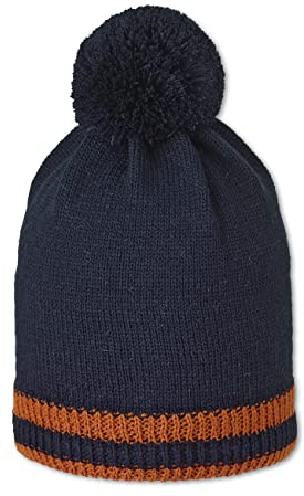 Sterntaler Unisex Kinder Mütze Baby Bommelstrickmütze Rand, marine, 55