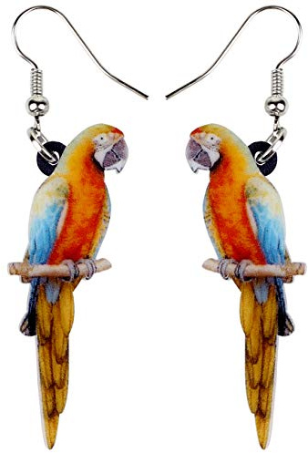 LONYOO Acryl Macaw Papagei Vogel Ohrringe Sommer Schmuck Dangle Scarlet Macaw Geschenke für Frauen Mädchen Charms (Orange)
