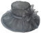 Huakunda Damen Organza Hut Kirchenhüte Faltbarer mit Blume breite Krempe Fascinators Hut für Hochzeit Tea Kirche Party (Grau)