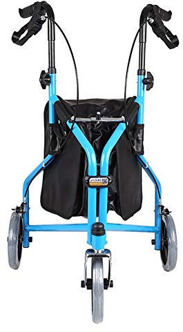 Rollator Walkers Rollator für Senioren mit 3 großen Rädern und Stauraum, leichter und faltbarer aufrechter Gehwagen für jedes Gelände im Freien, höhenverstellbar (blau)