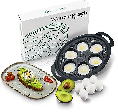 Wundermix - WunderPoach® para seis • Escalfador de huevos para Thermomix y Monsieur Cuisine • Hacer Huevos Escalfados con TM/MC • Hervir Huevos • Cocedor de huevos para 6 huevos