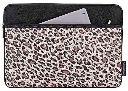 Hixingo Housse Ordinateur Portable 11 12 13 14 15 Pouces Sacoche pour Portable Ordinateur Étanche avec 4 Couches de Protection Sac de Transport PC Compatible (imprimé léopard Noir,13 Pouces)