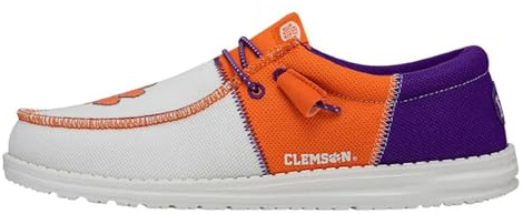 Hey Dude Wally NCAA | Scarpe da uomo | Mocassini slip-on da uomo | Comodi e leggeri, Clemson Arancione/Viola, 43 EU