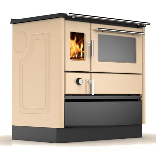 EIDER BIOMASA – Cocina de Leña con horno COCINA IRON CLASSIC 10,08 Kw– Estufa de leña con horno 100x100x75cm – Estilo rectangular – Color Beige