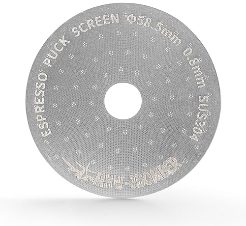 MHW-3BOMBER 58.5mm Espresso Puck Screen with Round Hole, 0.8mm Thickness Metal Coffee Filter, Reusable Espresso Filters Compatible with La Marzocco/Gaggia,FG5586-OS