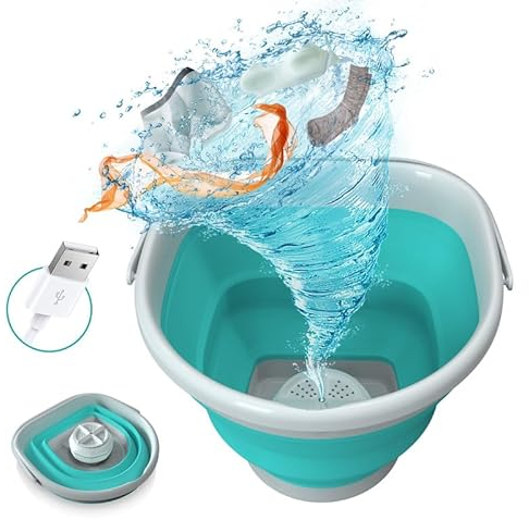 Mini lavadora, Tina de Lavandería Plegable de 10L, Lavadora de Turbina Ultrasónica Portátil con Alimentación USB, Lavadora Compacta para Ropa de Bebé para El Hogar, Viajes, Ropa Interior