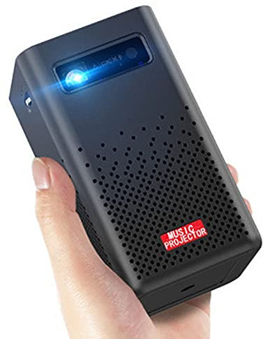 2.4G/5G WiFi Mini Projector, Bluetooth 5.0 Projector with ±45° Corner Keystone, ±35° Vertical Keystone, 5200mAh Battery Powered DLP Projector with Built-in subwoofer, Compatible with Android/iOS/HDMI/