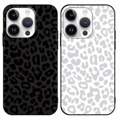 Yoedge 2 Pack Black Leopard Phone Case Compatible with iPhone 14 Pro 6,1, Ultrathin Soft Silicone with Aesthetics Pattern, Shockproof Bumper Protector Matte Girls Cover for iPhone 14 Pro, Cheetah