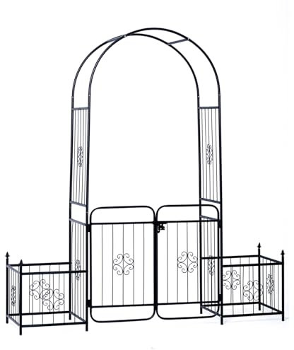 HESHEQ Garden Arch for Climbing Plants Outdoor Metal Garden Arbor with Planter Boxes Wedding Arch Lawn and Patio Wedding Arches for Ceremony Decorations Pergola