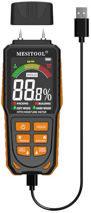 Holzfeuchtemessgerät,Holzfeuchtemesser mit LCD-Display – Präziser Feuchtigkeitsdetektor für Holz, Brennholz, Mauerwerk & Baustoffe – Kompakt & Ergonomisch