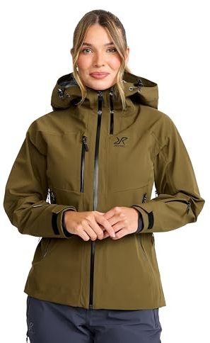 RevolutionRace Cyclone 3L Shell Jacket für Damen, Wasserdichte Jacke mit Recco-Reflektoren zum Wandern, Dark Olive, S