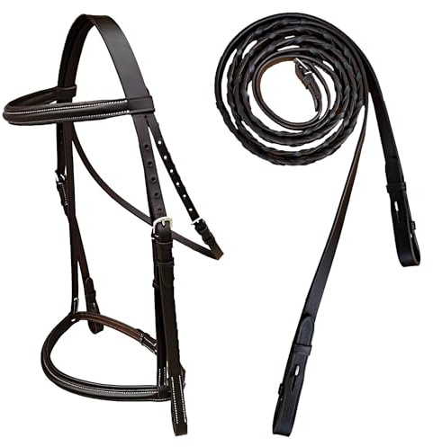 Majestic Ally Padded Raised English Bridle Quality Leather Matching Lace Up Reins