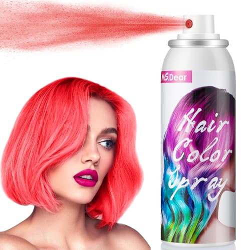 Spray de Coloración Temporal para Niños, Adultos, 100ML Spray de Coloración Lavable para Accesorios de Fiesta, Halloween, Navidad,100ML, Spray para el Cabello Rojo