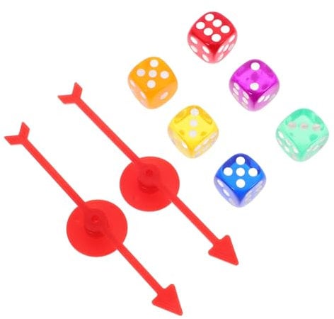 HONMEET Brettspiel Zubehör Mit Kunststoff Pfeilspinners Teile Und Würfel Spielzeug Plattenspieler Pointer Pfeile Für Spiele Und Events