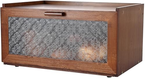 ETMI Vintage Bread Box for Kitchen Countertop - Retro Brown Bread Storage Box Breadbox