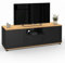 IDMarket VITO - Mueble TV 110 cm con cajón y nicho negro y madera