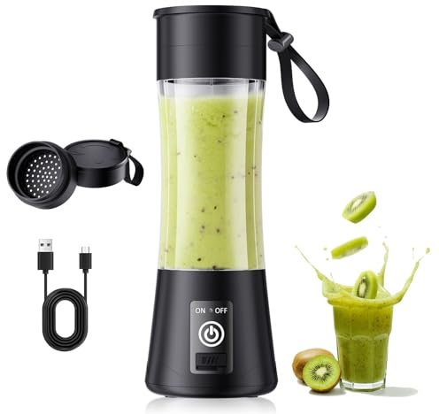 Portable Blender Personal Size Blender - Blender for Smoothies and Shakes, Mini Blender with 380Ml BPA Free Cup, 6 Ultra Sharp Blades for Powerful Blending, Small Blender for Picnic/Sprots/Office