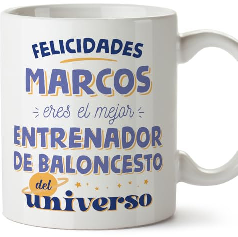 MUGFFINS Tazas Personalizadas para ENTRENADOR DE BALONCESTO hombre - En Español - Mejor del universo - 11 oz / 330 ml - Regalo Personalizable original y divertido