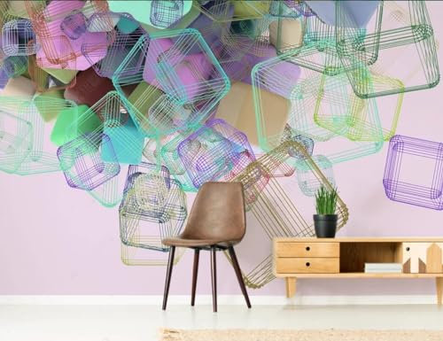 Fototapete 3D Effekt Abstrakte Geometrische Bunte Linien 350x250cm Fototapete Schlafzimmer Wohnzimmer Kinderzimmer Wanddeko, Wandbild, Wandtapete