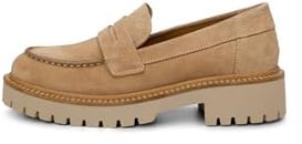 Marc OߴPolo Damen Loafer aus Leder mit robuster Profil-Laufsohle, Braun (Light Pure Sand), 37