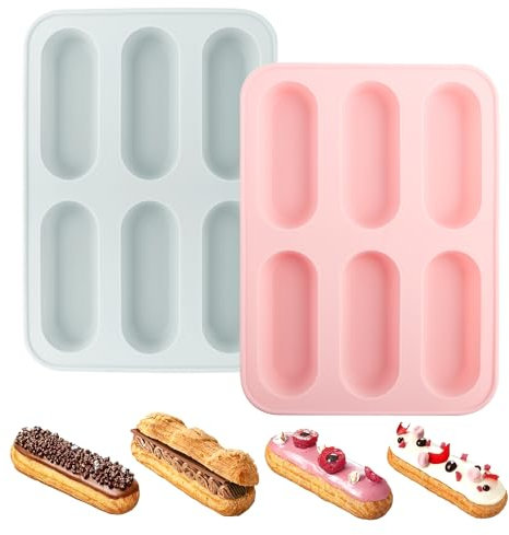 QOUBNIC Moule a Cake, 2 Pièces Moule à Cake Silicone Moules à Pain en Silicone, Moule à Petite Baguette pour Gâteaux Pain Fait Maison Gâteaux