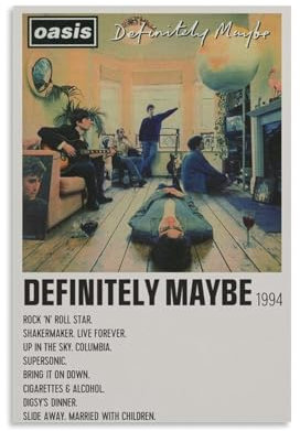 Poster Definitely Maybe Oasis, Pop-Room-Ästhetik, Retro-Leinwandgemälde, Raumdekoration, Inspirationsposter, Galerie, Wandgemälde, Fächer, Geschenke, Schlafzimmer, Raumdekoration, 30 x 45 cm, Unfra