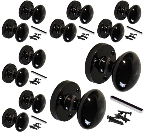 Betley Butterfly Black Nickel Mortice Sprung Door Knob Set Pack Pair Round Victorian Door Knobs 56mm (Handles, 6, Pairs)