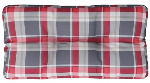 vidaXL Coussin de Palette Motif à Carreaux Rouge 70x40x12 cm Tissu