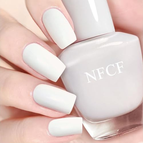 Milky White Nail Polish - White Nail Varnish Quick Dry - High Glossy & Long Lasting Nail Polish white - Vegan, Non Toxic, Natural Nail Varnish for Nail Art No Lamp Needed