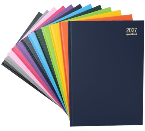 evelay A4-Terminplaner 2026, Seite pro Tag mit Zeitstunden-Schlitz, persönlicher Terminplaner, Organizer, ganze Seite, Samstag und Sonntag (Marineblau)