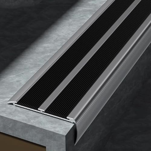 100cm Treppenkantenprofil Alu, Treppenprofil, Treppenkantenprofil Selbstklebend, Winkelprofil, Breite 9,6 Cm, Höhe 3 Cm, für Den Innen- und Außenbereich(Black)