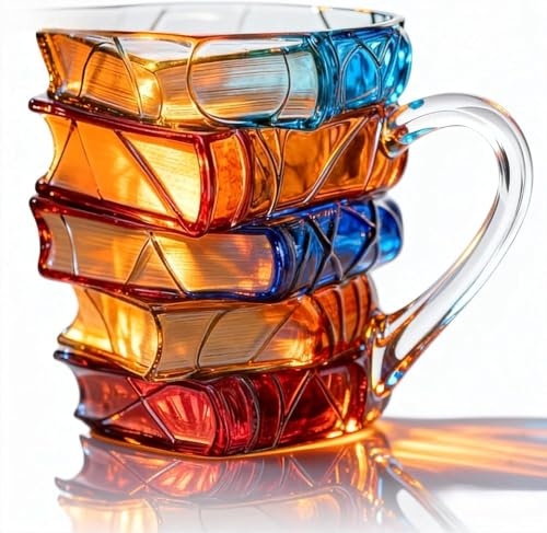 WujialingMM Painted Book Mug, 3D Painted Book Mug for Hot or Cold Brews, Unique Design Library Coffee Club, Reading Bookish Items Bookworm Librarian Lovers for Readers Writer
