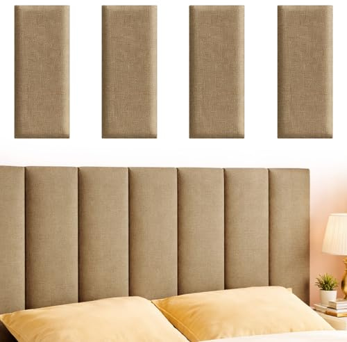 Jinfanshurich Juego de 4 cojines de pared autoadhesivos de 40 x 20 cm, cojines de pared acolchados como cabecero y protección contra impactos, paneles de pared suaves para cama, habitación de los