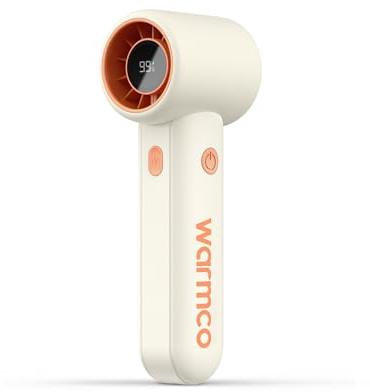 Warmco Portable Handheld Fan, 15000RPM High Speed Turbo Fan with 5000mAh Battery, 1-100 Stepless Speed Personal Fan with LED Display, 9m/s Strong Wind Mini Fan for Travel, Commute, Makeup, White
