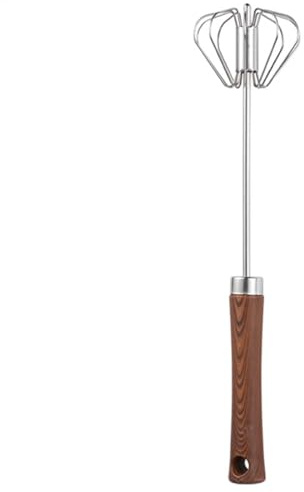 Milchaufschäumer halbautomatisch - Edelstahl Drehbarer Schneebesen mit Holzgriff | Vielseitiges Schneebesen für Eier, Milch, Sahne, Getränke, ada