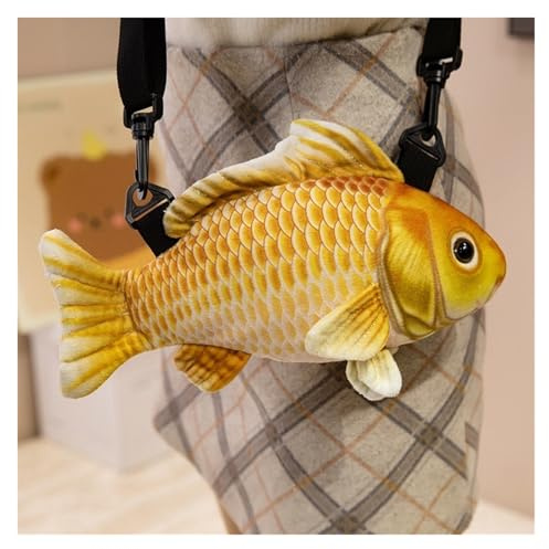 KUKUShining Fisch Plüsch Tasche, Niedliche Koi Umhängetasche Kuscheltier Karpfen Federmäppchen Plüschtier Stifttasche Als Geburtstagsgeschenk(Yellow)