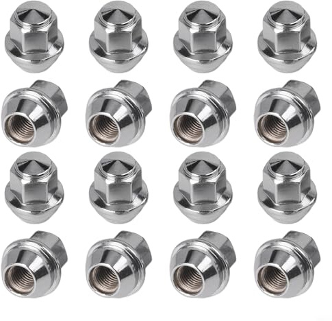 16 dadi in acciaio M12 x 1,5 per Ford Focus F-150 Fiesta Fusion, 19 mm esagonali 60 gradi conici bulloni per ruota sedile argento