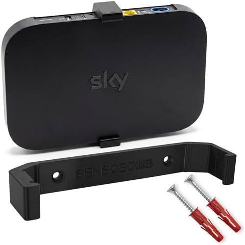 Wall Mount for Sky Q Mini, Secure PETG Behind TV Bracket, Discreet Space-Saving Holder, Includes Screws & Wall Plugs, Black