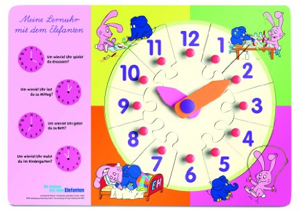 Elefant Puzzle-Lernuhr