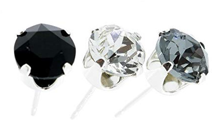 pewterhooter Men's 925 Single Studs Created with Swarovski Crystals