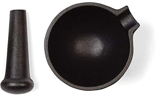 Fox Run 3861 Mortar and Pestle, Cast Iron, Black