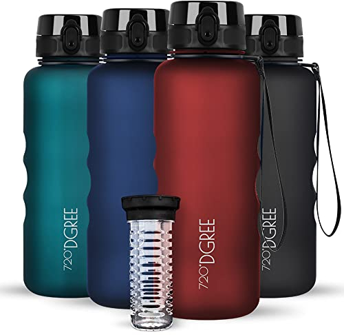 720°DGREE Trinkflasche 1,5l “uberBottle“ softTouch +Früchtebehälter - BPA-Frei - Wasserflasche für Gym, Fitness, Outdoor, Wandern - XL Tritan Sportflasche: Groß, Leicht, Stoßfest, Wiederverwendbar