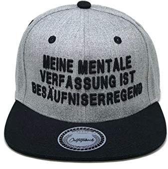 Outfitfabrik Snapback Cap Stickerei Meine mentale Verfassung ist besäufniserregend in grau/schwarz