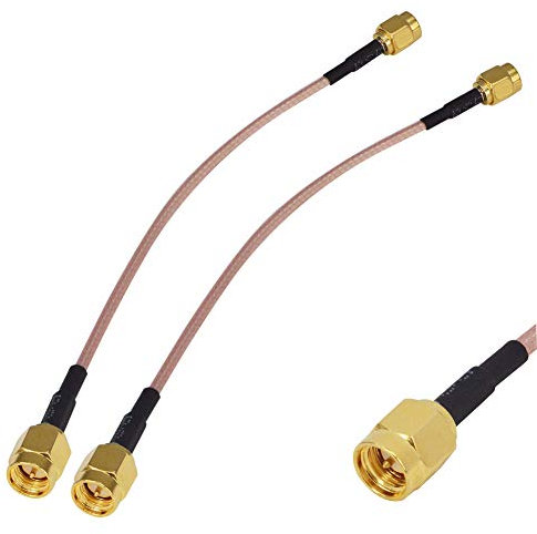 BOOBRIE Adaptateur d'Antenne WiFi Câble SMA Connecteur Coaxial SMA Mâle à SMA Mâle Câble Coaxial RG316 pour Câble d'Antenne Coaxial, Rallonge de 15 cm, Lot de 2