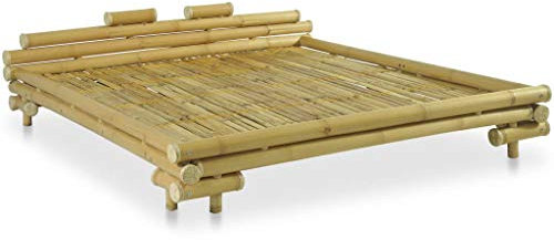 Tidyard Letto Matrimoniale in bambù 180x200 cm Naturale